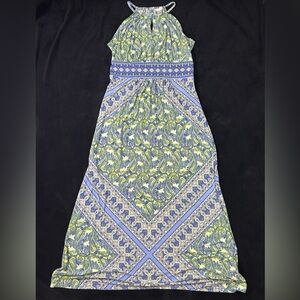 London Times Paisley Dress in Blue and Green